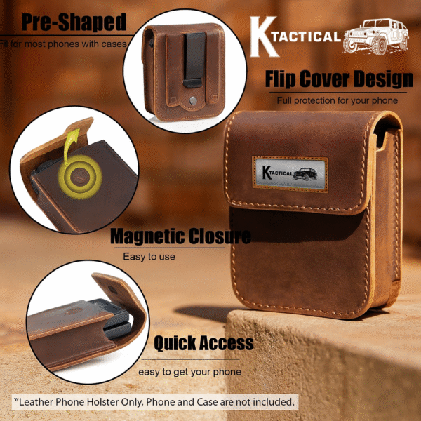 K-Tactical Heritage Flip Phone Leather Pouch - Image 6