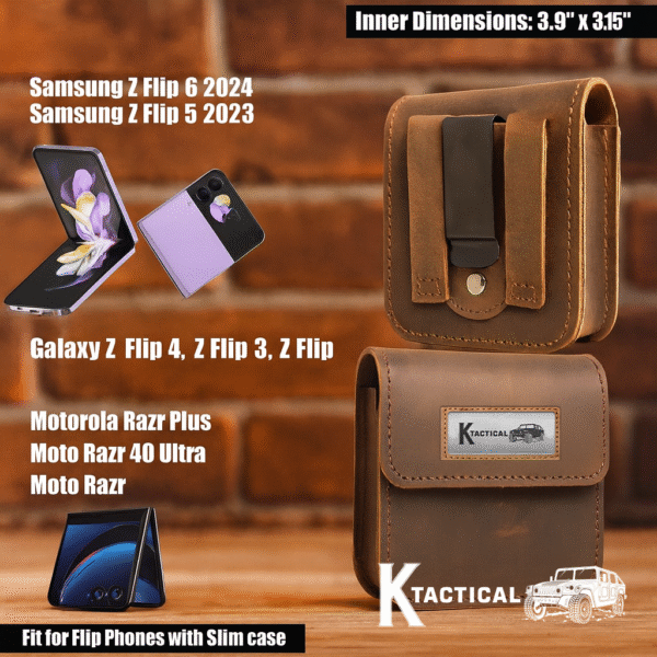 K-Tactical Heritage Flip Phone Leather Pouch - Image 5