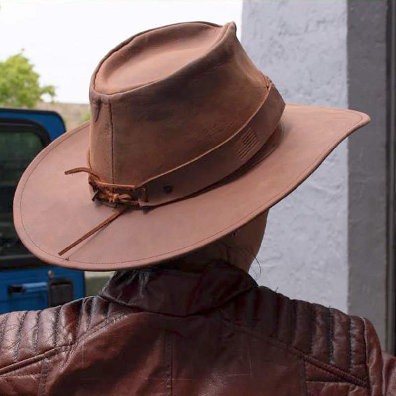 K-Tactical Brown Leather hat - Image 3