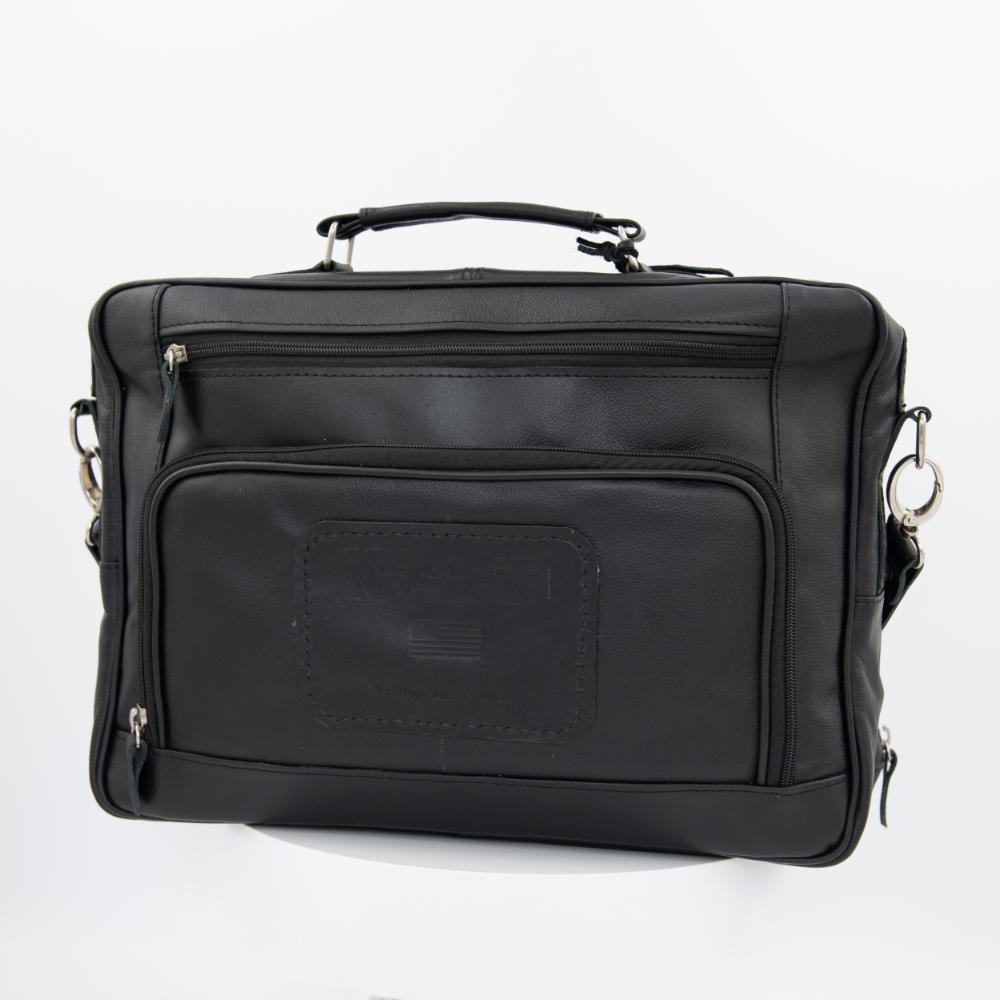 K-Tactical Black leather business briefcase