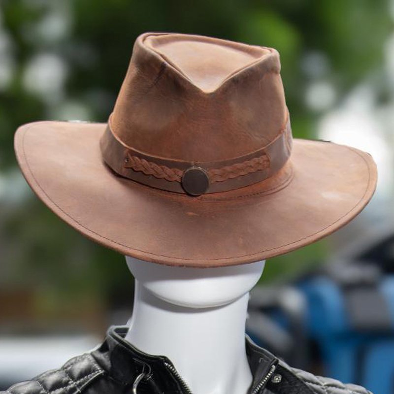 K-Tactical Brown Leather hat - Image 2