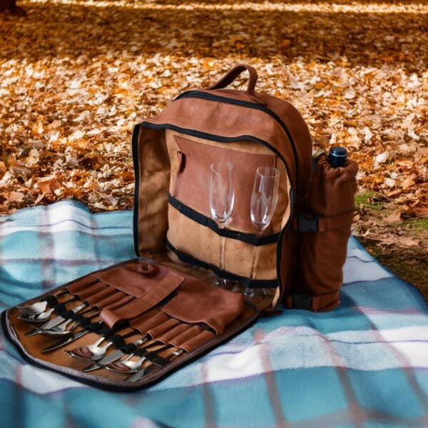 Genuine Calfskin Leather Insulated Picnic Backpack by K-Tactical