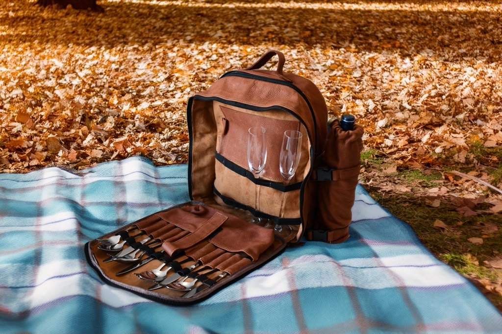 Genuine Calfskin Leather Insulated Picnic Backpack by K-Tactical